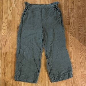 Calypso St. Barth sz L Casual Green Linen Pants adjustable waist